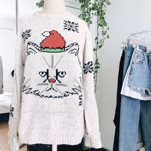 Urban Outfitters White Cat Sweater